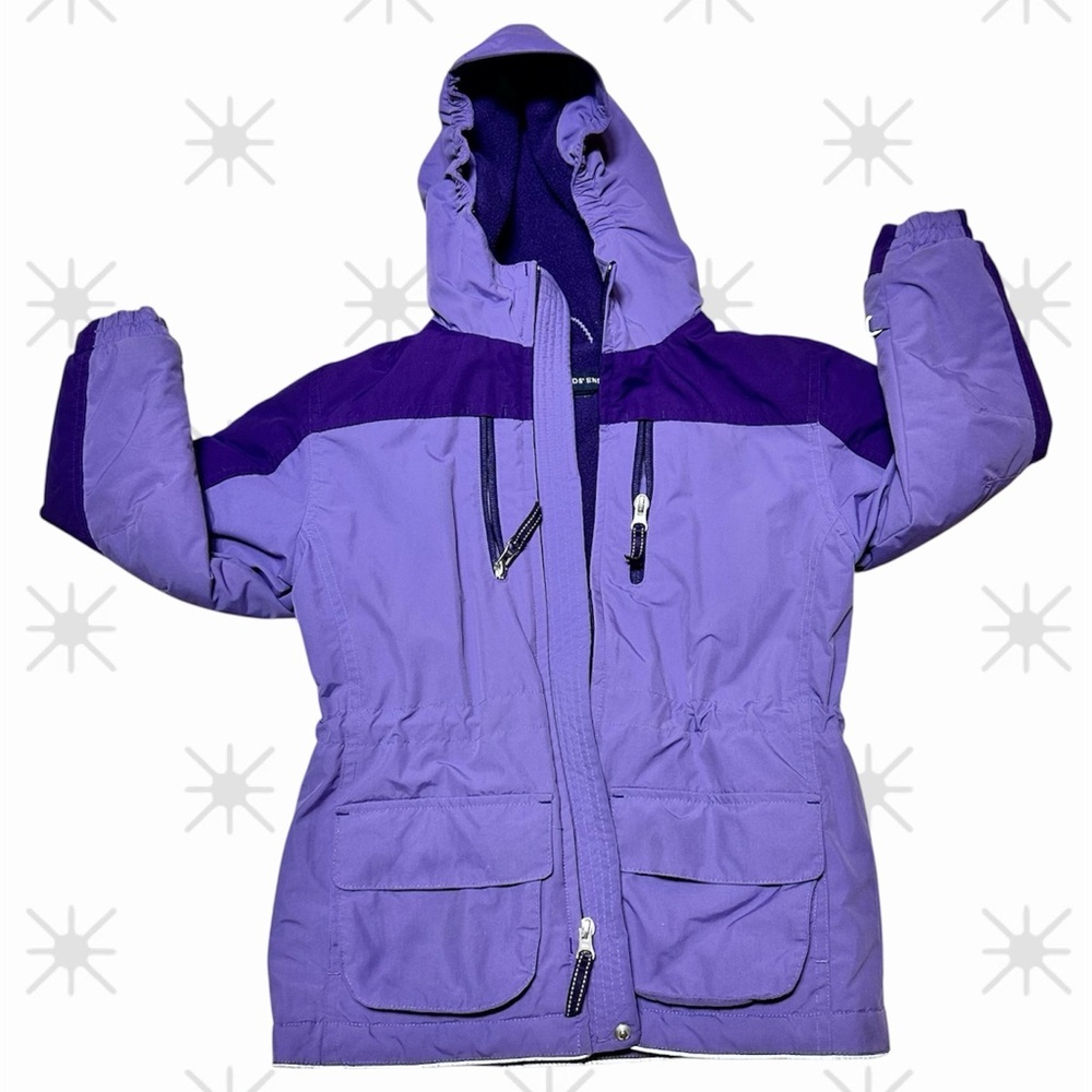Lands’ End Kids Purple Winter Jacket Hooded Parka Coat Warm Snow Outerwear Size